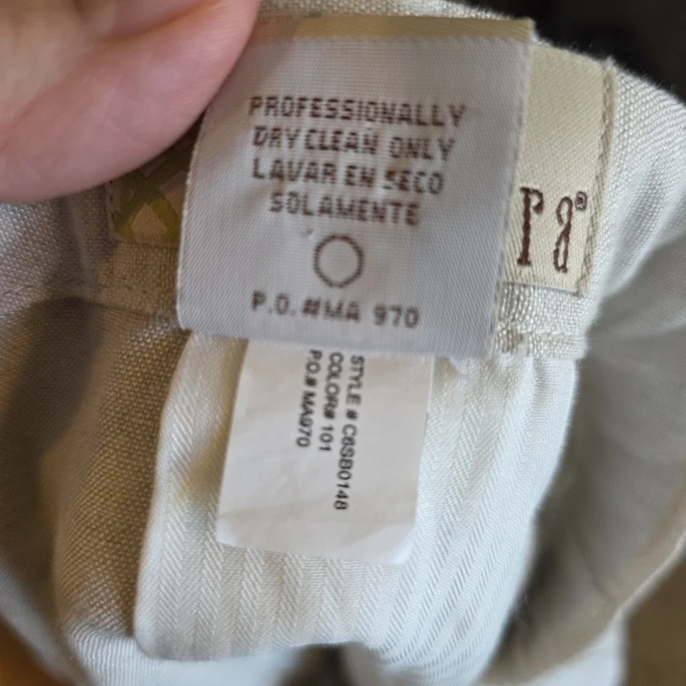 Cubavera Pants Mens Size XL (40-42) Beige Wide Leg Linen Blend Chinos Drawstring